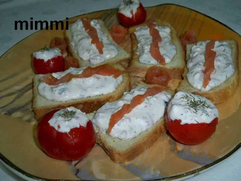 Appetizers with cream cheese and salmon