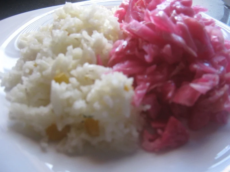 Rice with boiled corn