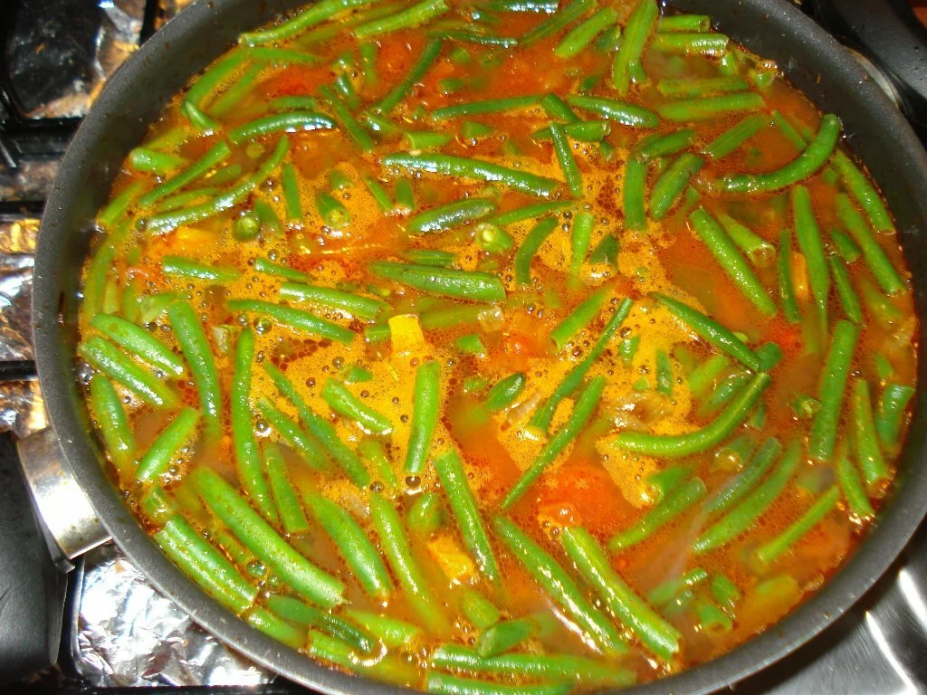 Green beans with pork tenderloin