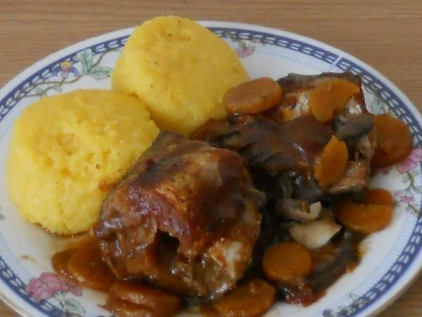 Baked marinated hake