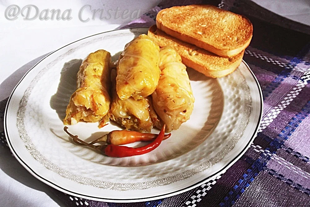 Stuffed cabbage rolls with rice and potatoes