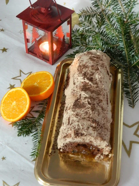 Orange jelly roll with dark chocolate cream