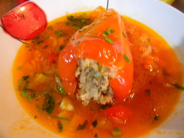 Stuffed bell pepper soup