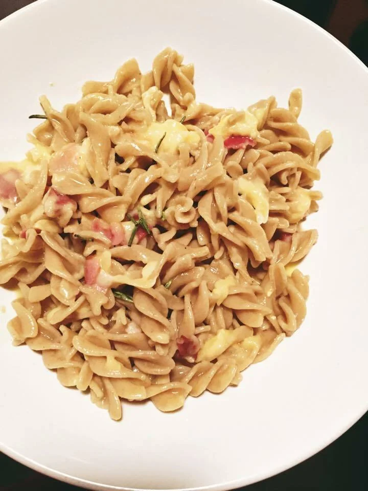 British style carbonara fusilli