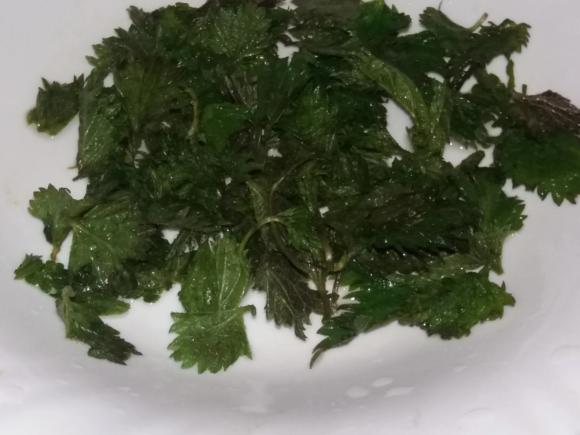 Food with nettles, walnuts, and rice