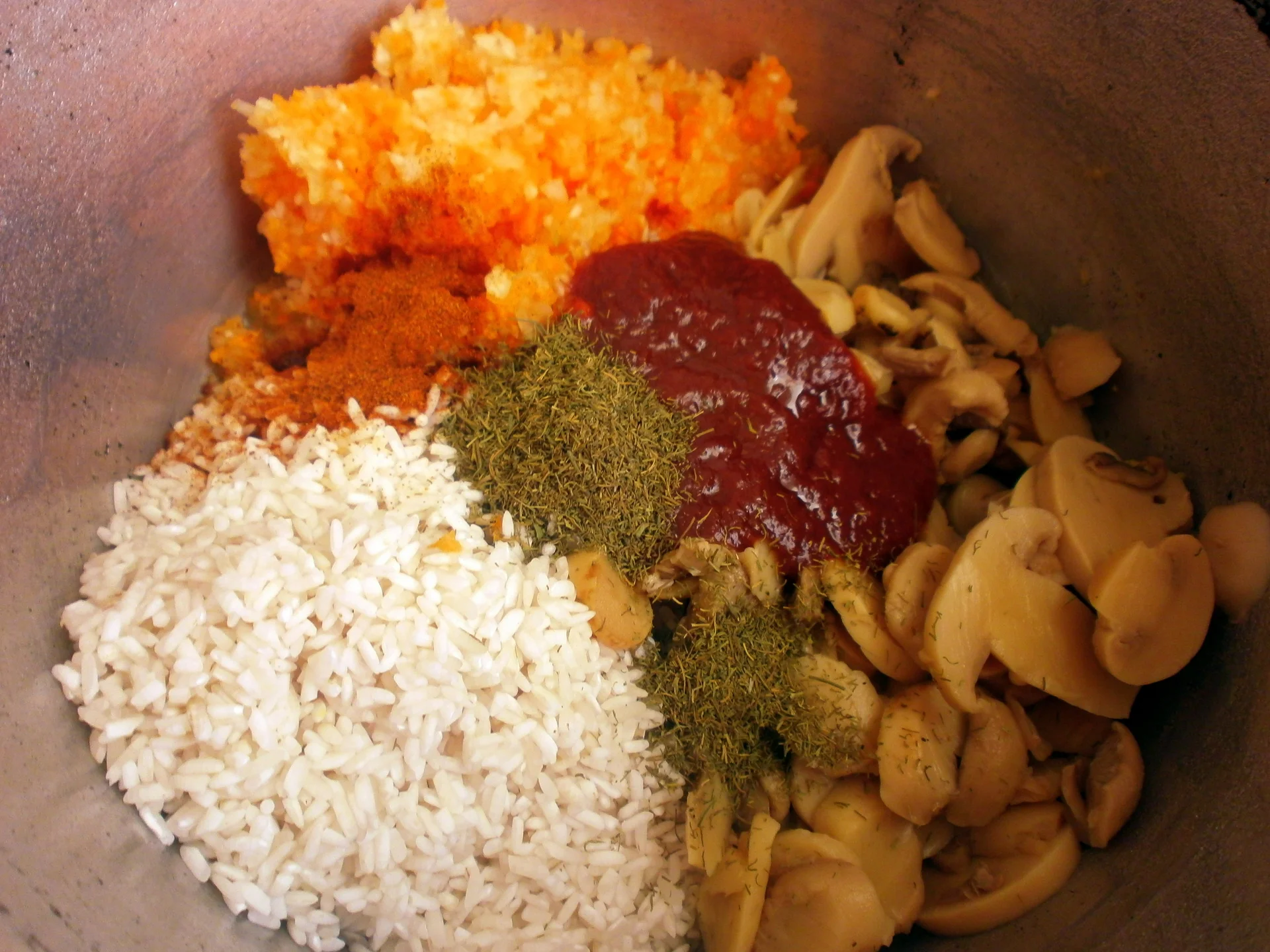 Stuffed bell peppers with rice and mushrooms