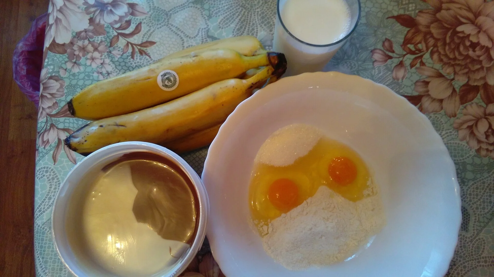 Pancakes with chocolate and bananas