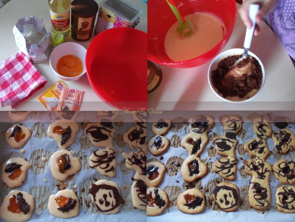 Chocolate cookies with apricot jam