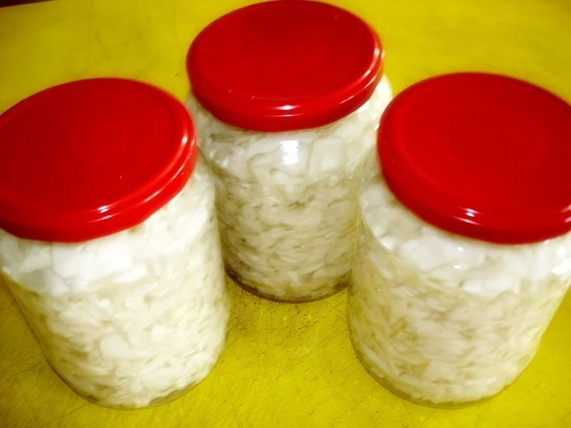 Pickled cabbage in a jar