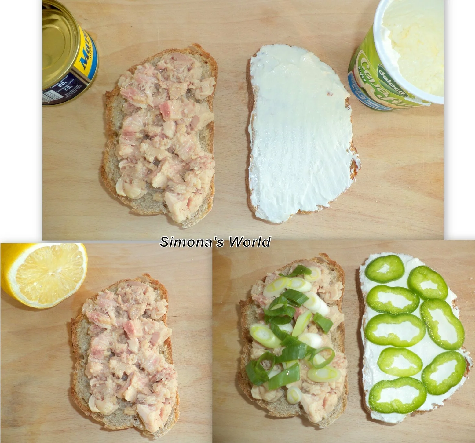 Tuna sandwich with green onion and cream cheese