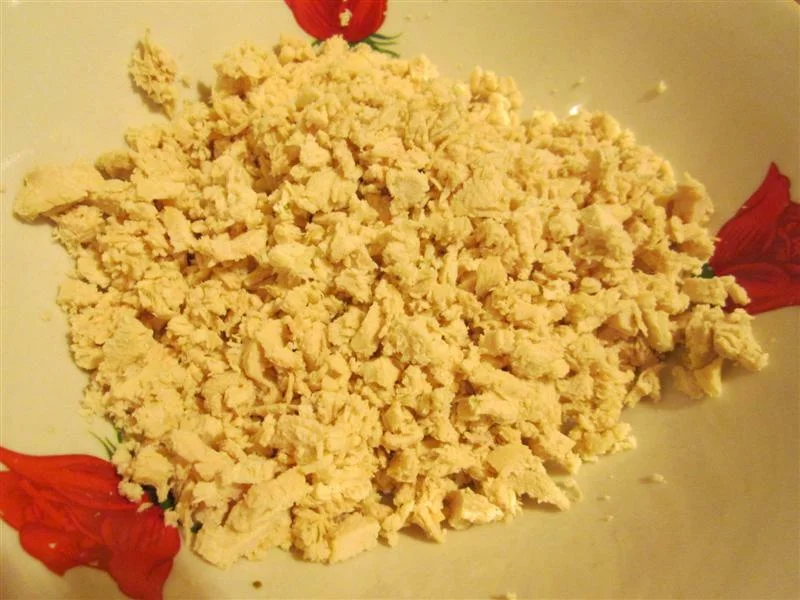 Chicken salad with mushrooms and pickles