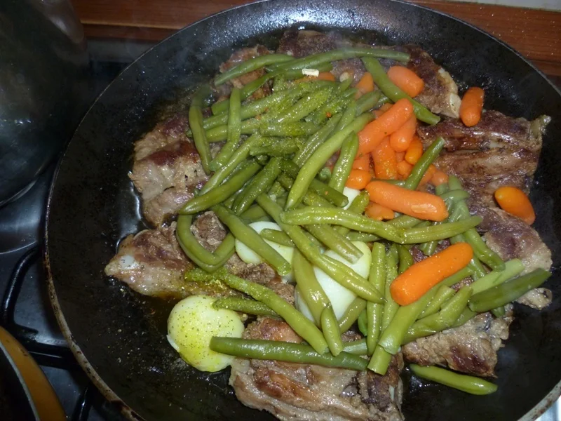 Rib with gratinated vegetables