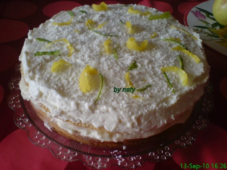 Lemon and coconut cream cake