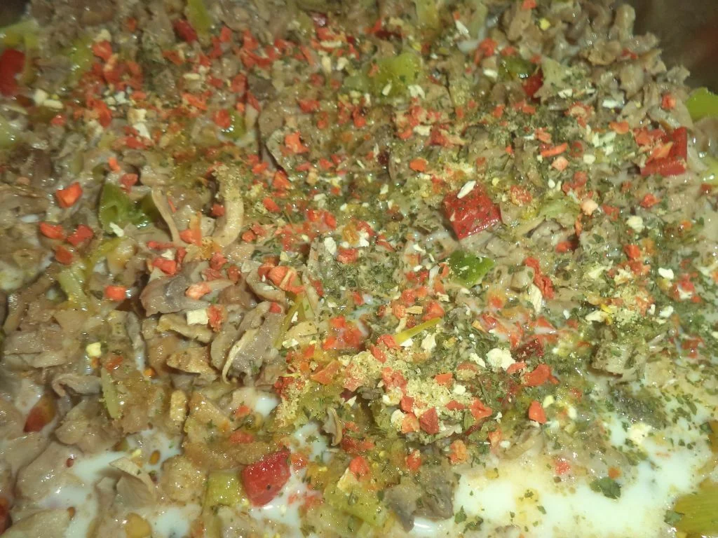 Mushroom ciulama with cold polenta