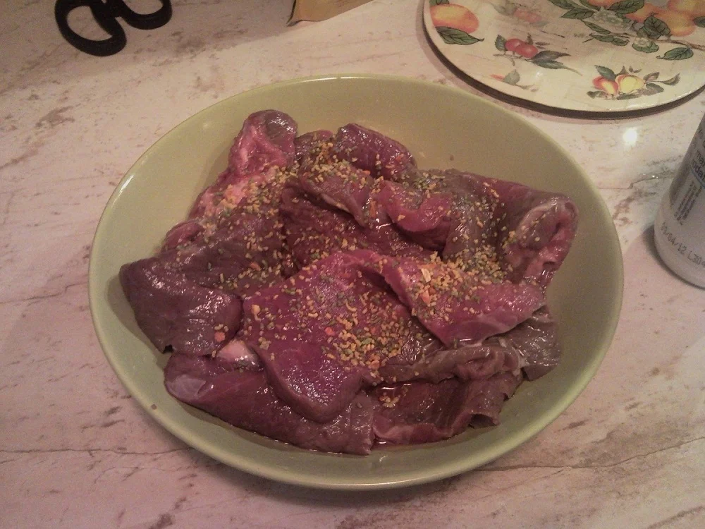 Beef steak with red sauce