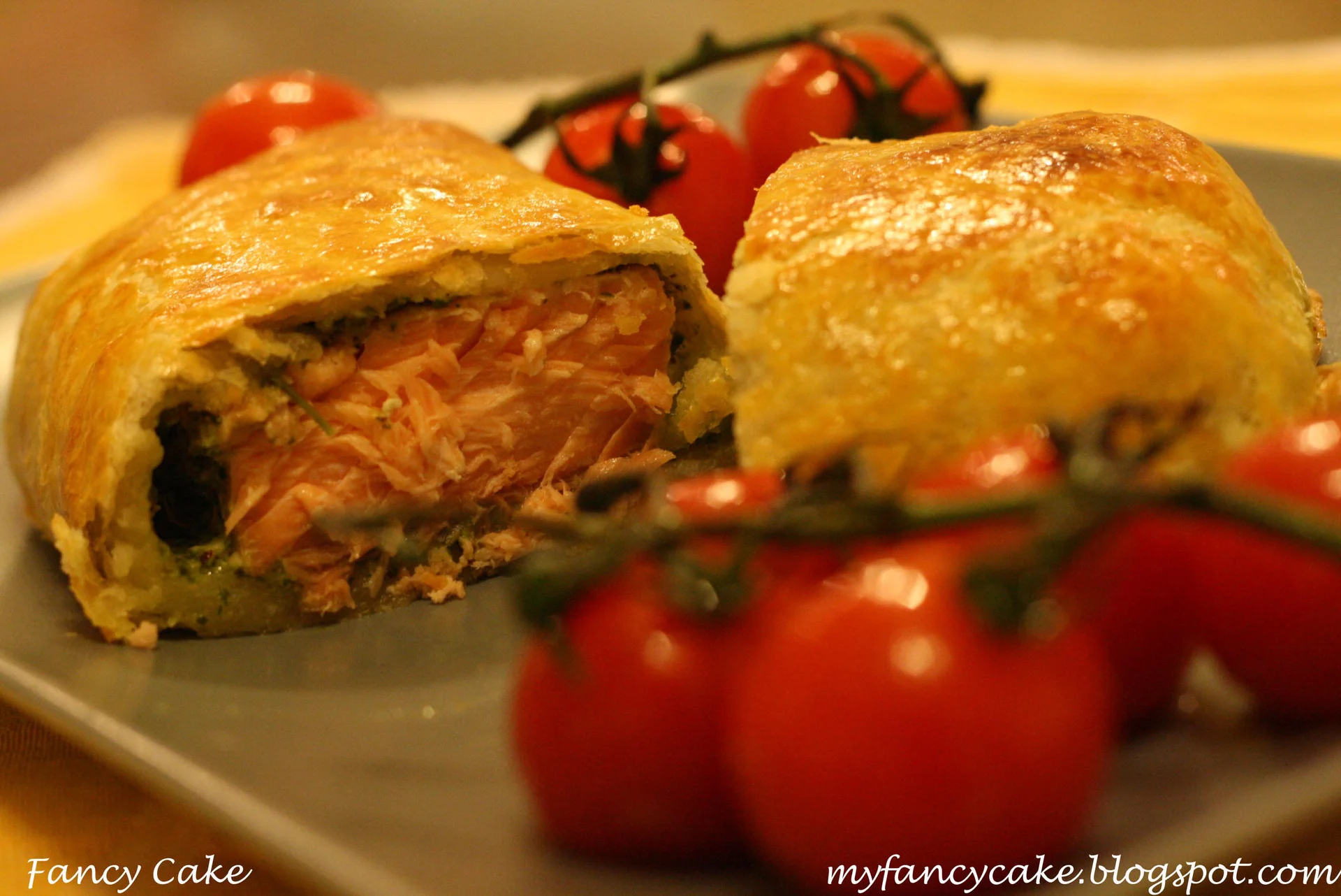 Salmon in a pesto crust with mint and pistachios