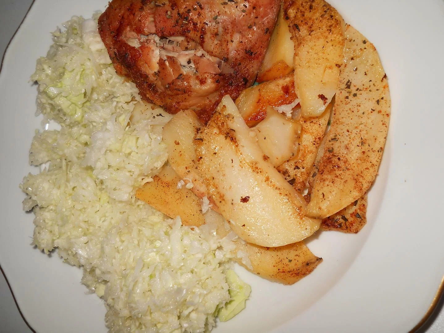 Chicken thighs with baked potatoes