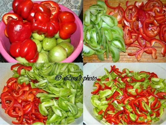 Peppers with green tomatoes