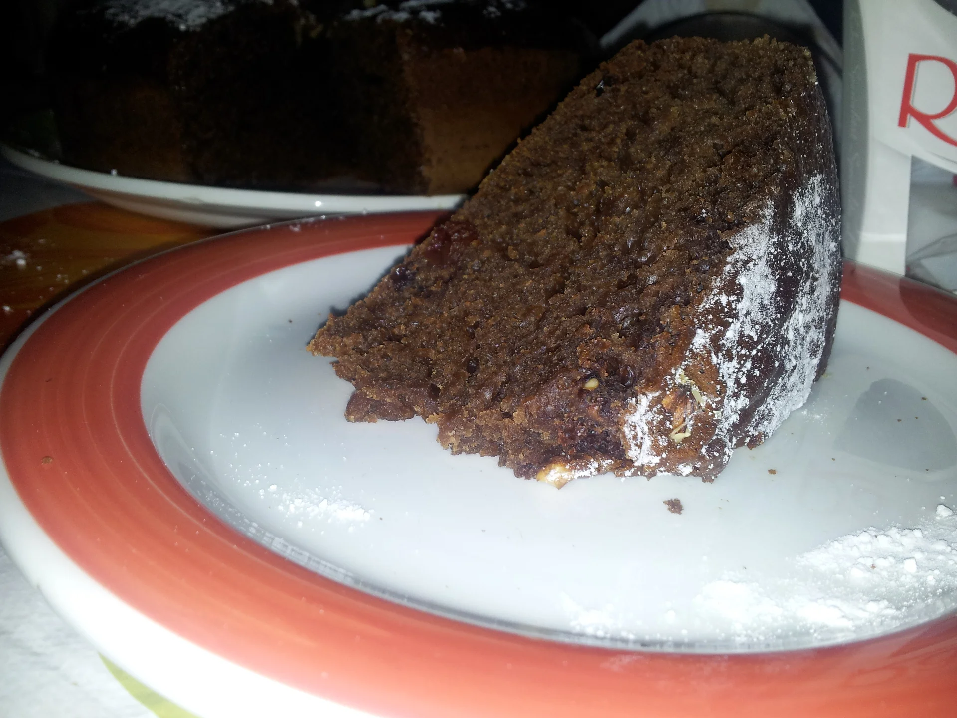 Vegan cake with cocoa and raisins