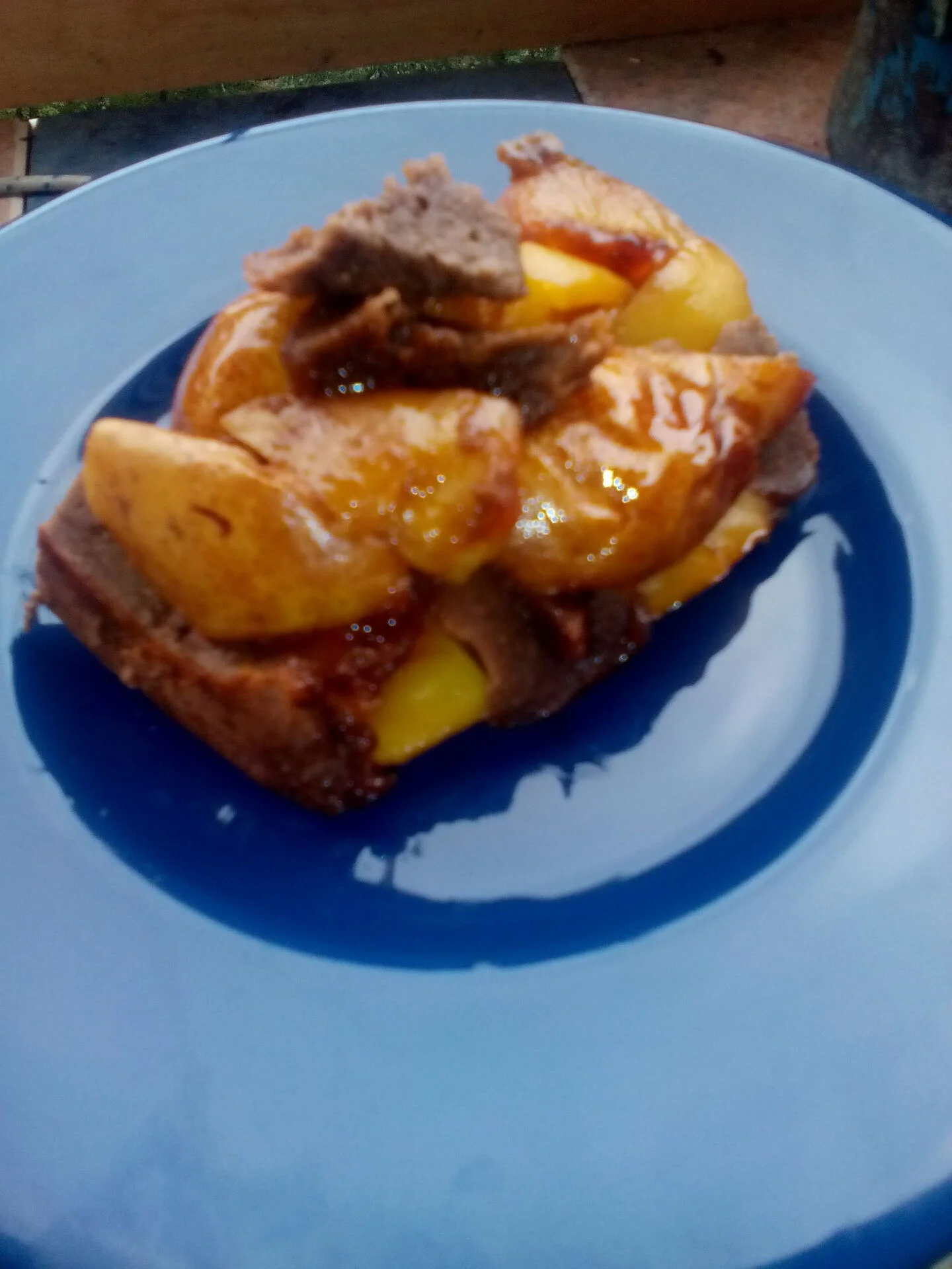 Chocolate sponge cake with fruits